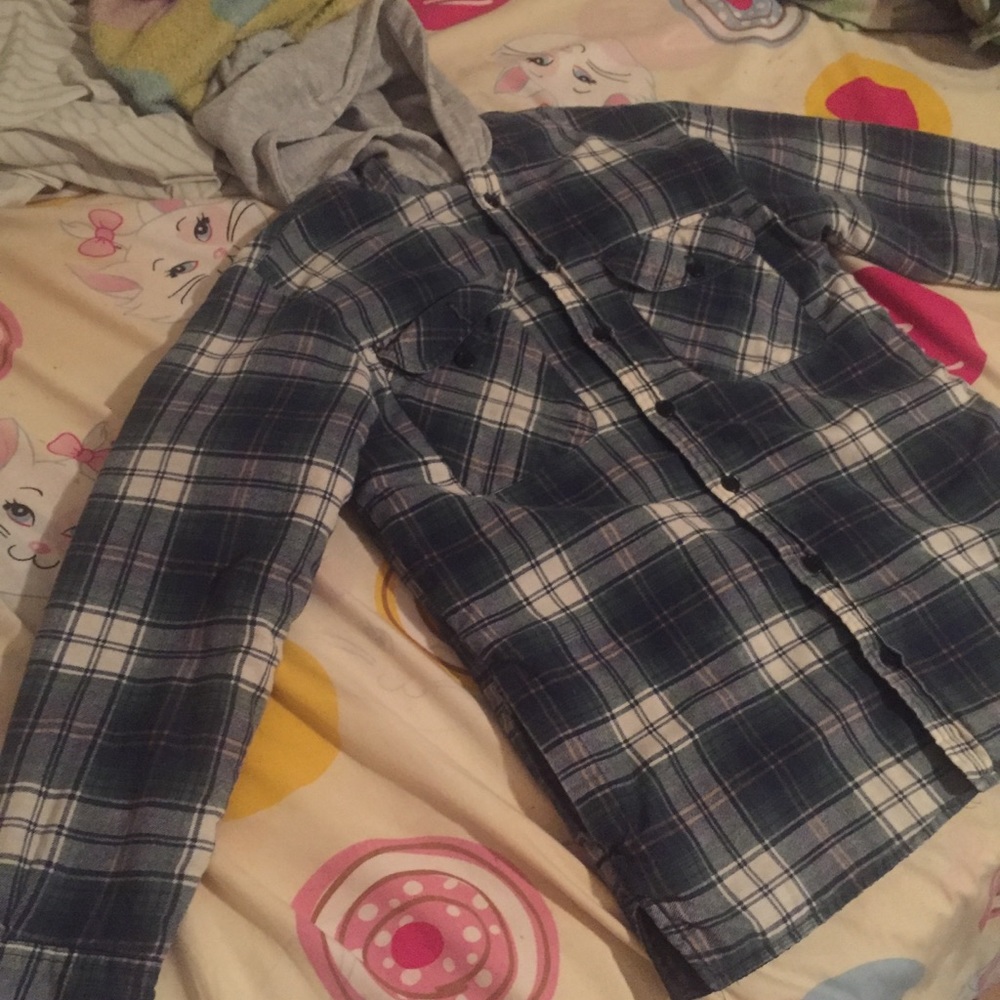 Flannel with hoodie, Size M